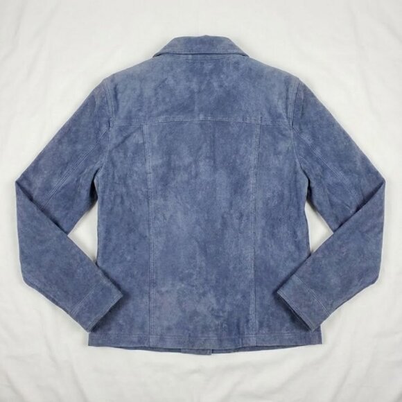 Coldwater Creek Women's Dark Navy Genuine Suede Leather Shirt Jacket XL - Picture 9 of 13